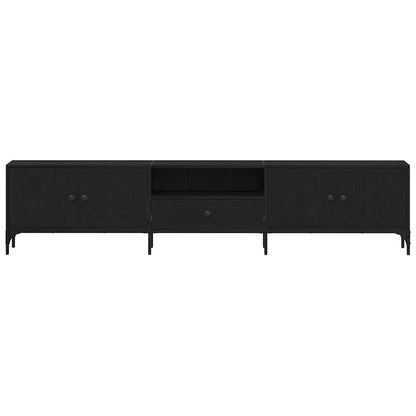 vidaXL TV Cabinet Black oak 200 x 25 x 44 cm Engineered wood
