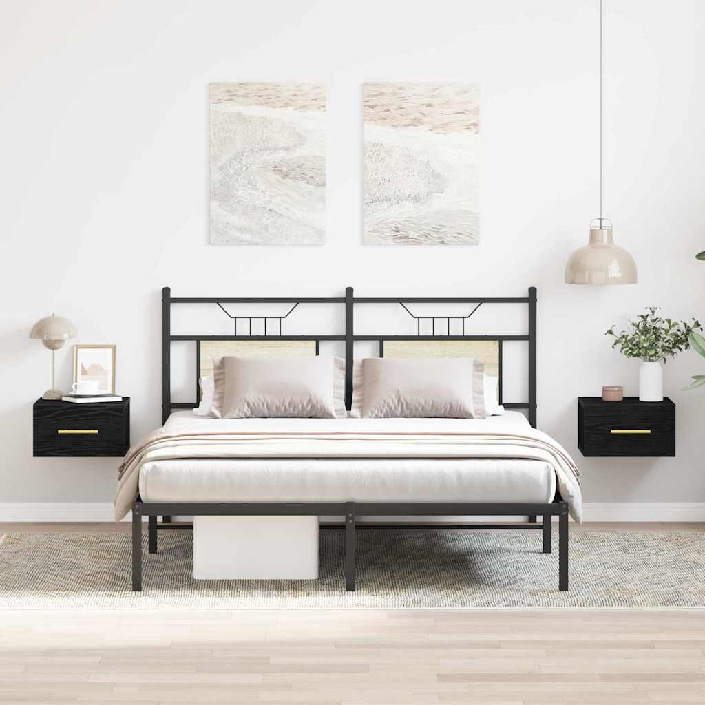 vidaXL Bedside Cabinet 2 pcs 35 x 35 x 20 cm Engineered Wood Black Oak