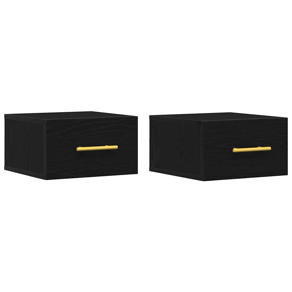 vidaXL Bedside Cabinet 2 pcs 35 x 35 x 20 cm Engineered Wood Black Oak