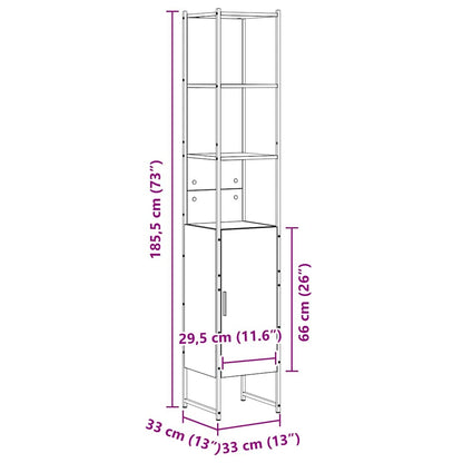 vidaXL Bathroom Cabinet Sonoma 33 x 33 x 185.5 cm Engineered Wood