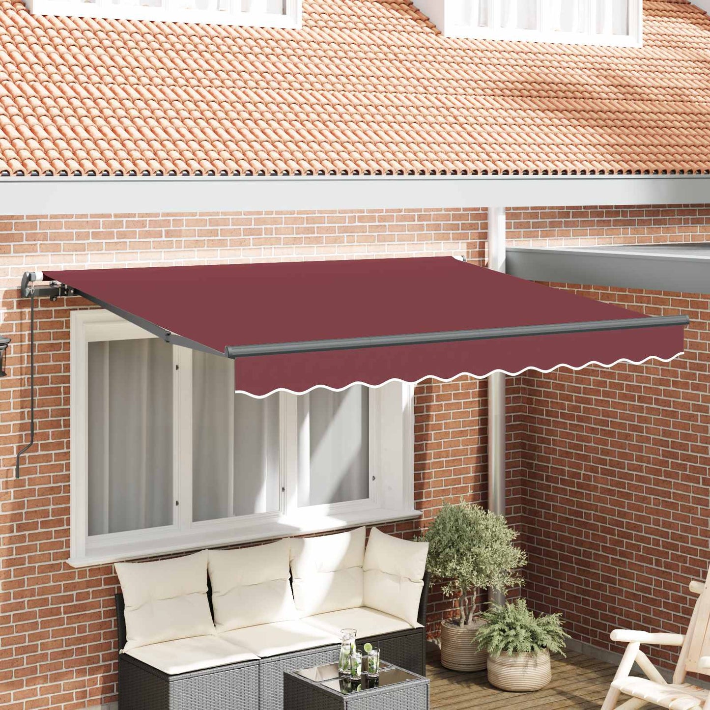 vidaXL Retractable Awning Burgundy 250 x 200 cm Fabric