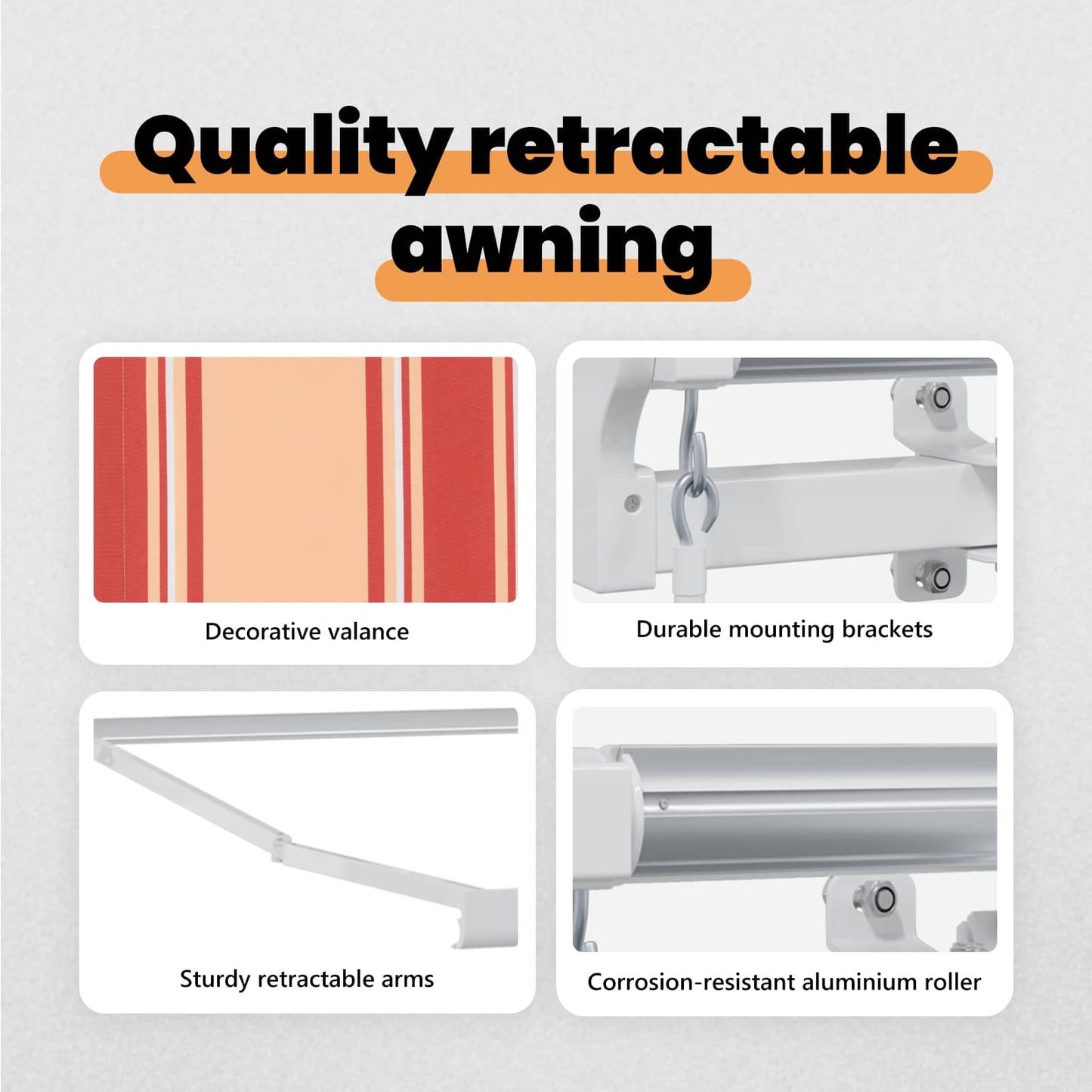 vidaXL Retractable Awning Yellow and Orange 250 x 200 cm Fabric