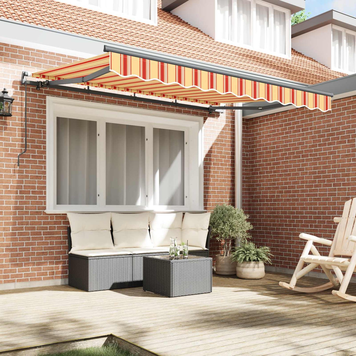 vidaXL Retractable Awning Yellow and Orange 250 x 200 cm Fabric