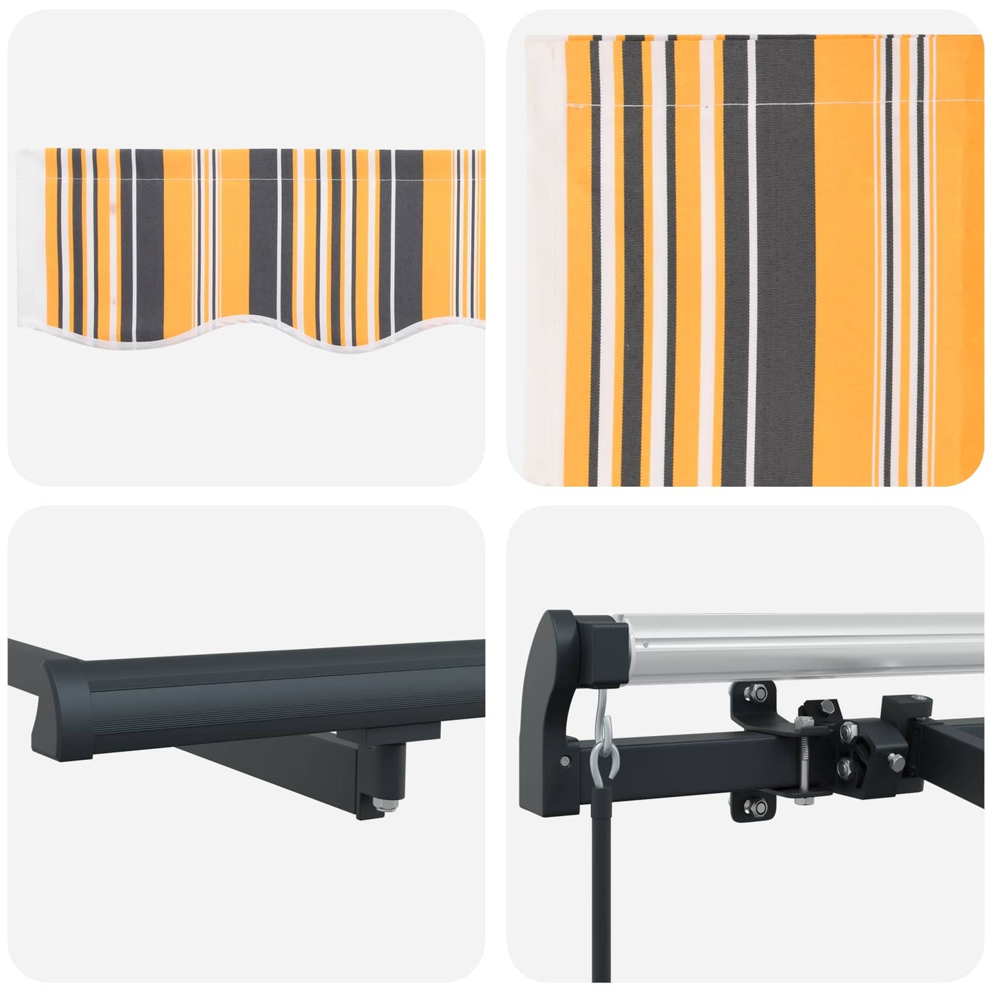 vidaXL Retractable Awning Yellow and Grey 250 x 200 cm Fabric