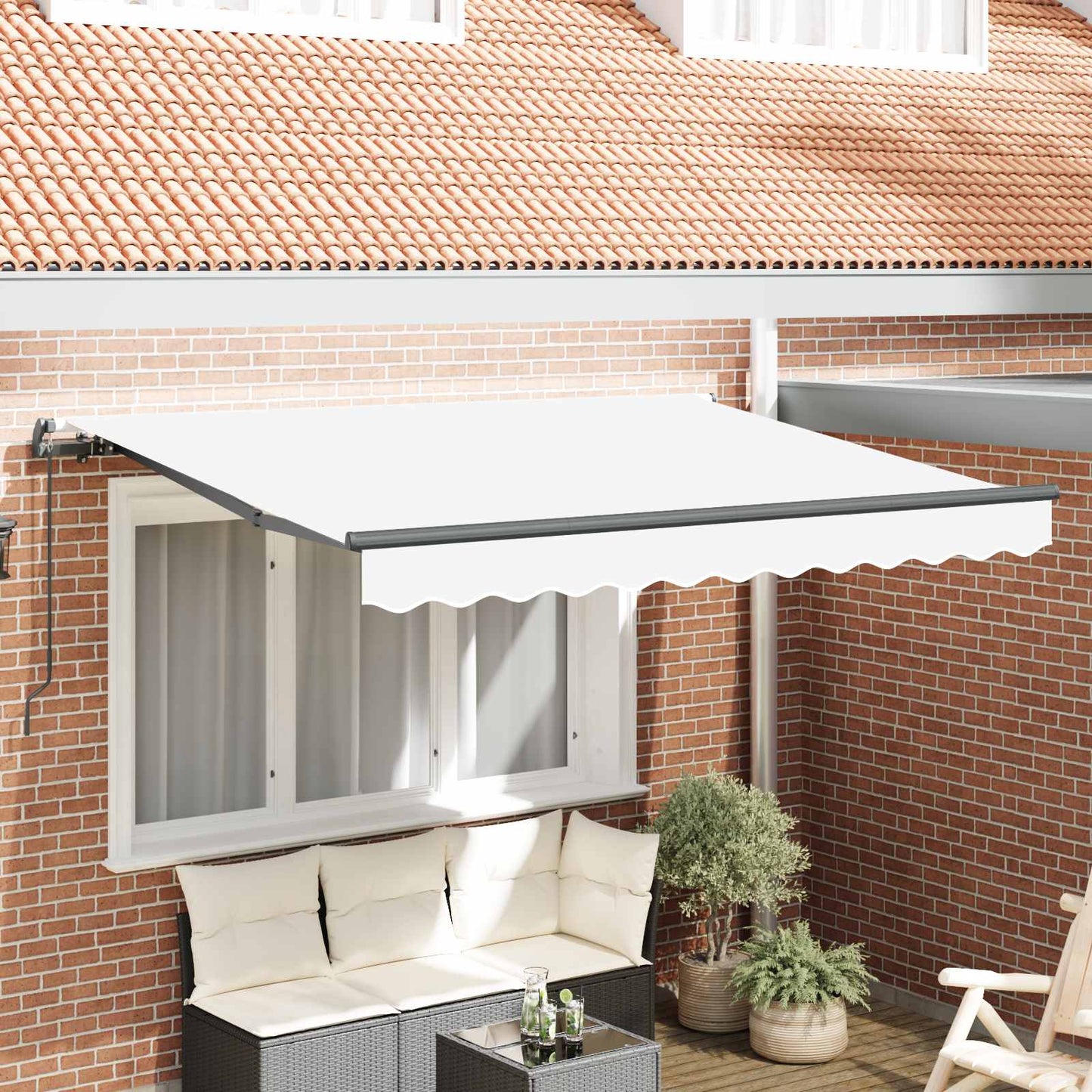 vidaXL Retractable Awning White 250 x 200 cm Fabric
