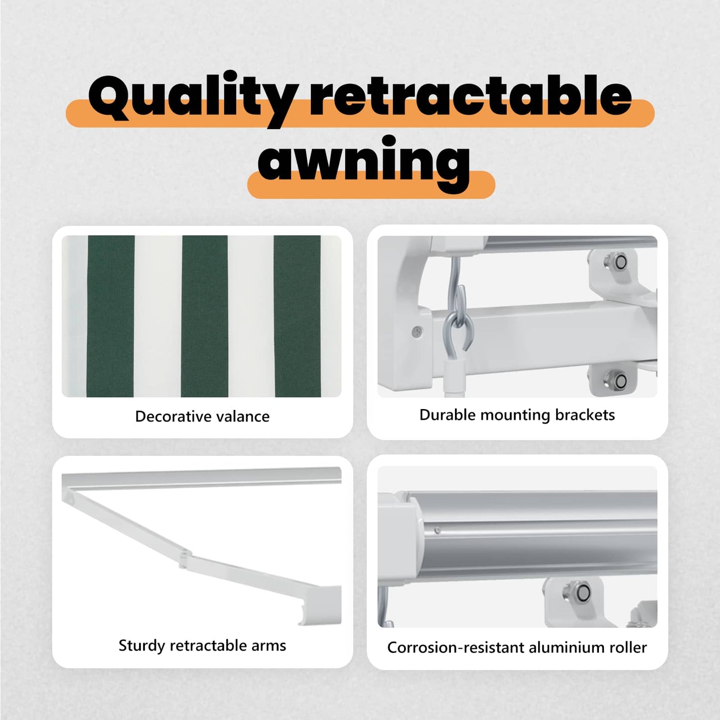 vidaXL Retractable Awning Green 250 x 200 cm Fabric