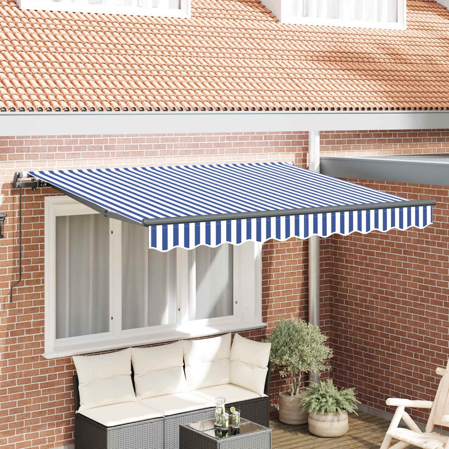 vidaXL Retractable Awning Blue 300 x 200 cm Fabric