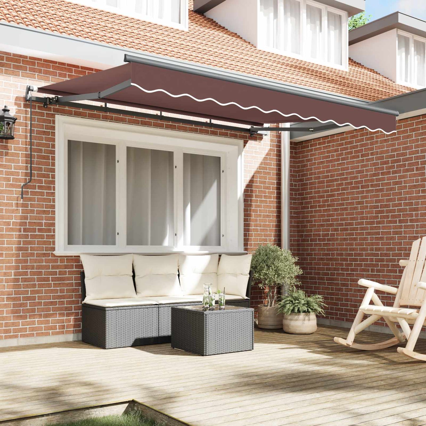 vidaXL Retractable Awning Manual Brown 300 x 200 cm Fabric