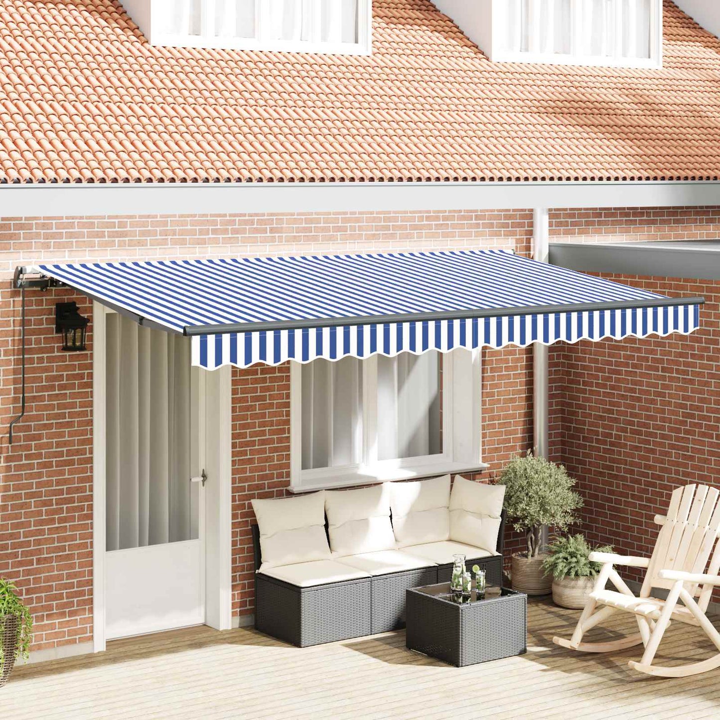 vidaXL Retractable Awning Blue 350 x 200 cm Fabric