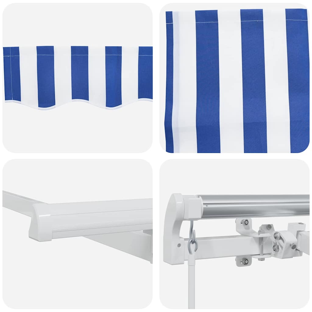 vidaXL Retractable Awning Retractable Striped Blue 350 x 200 cm Fabric