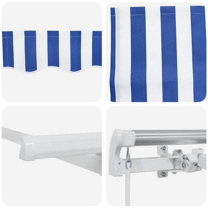 vidaXL Retractable Awning Retractable Striped Blue 350 x 200 cm Fabric