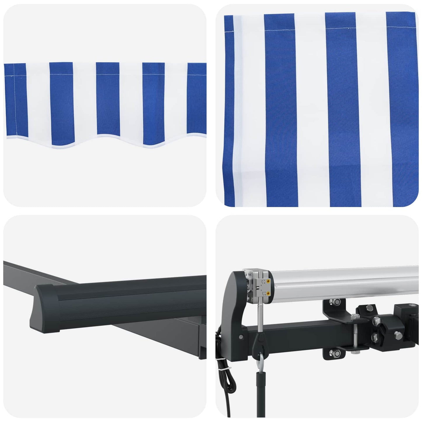 vidaXL Retractable Awning Retractable Blue and White 350 x 200 cm