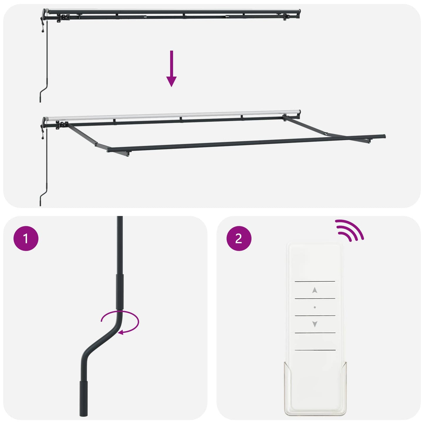 vidaXL Retractable Awning Retractable Blue and White 350 x 200 cm