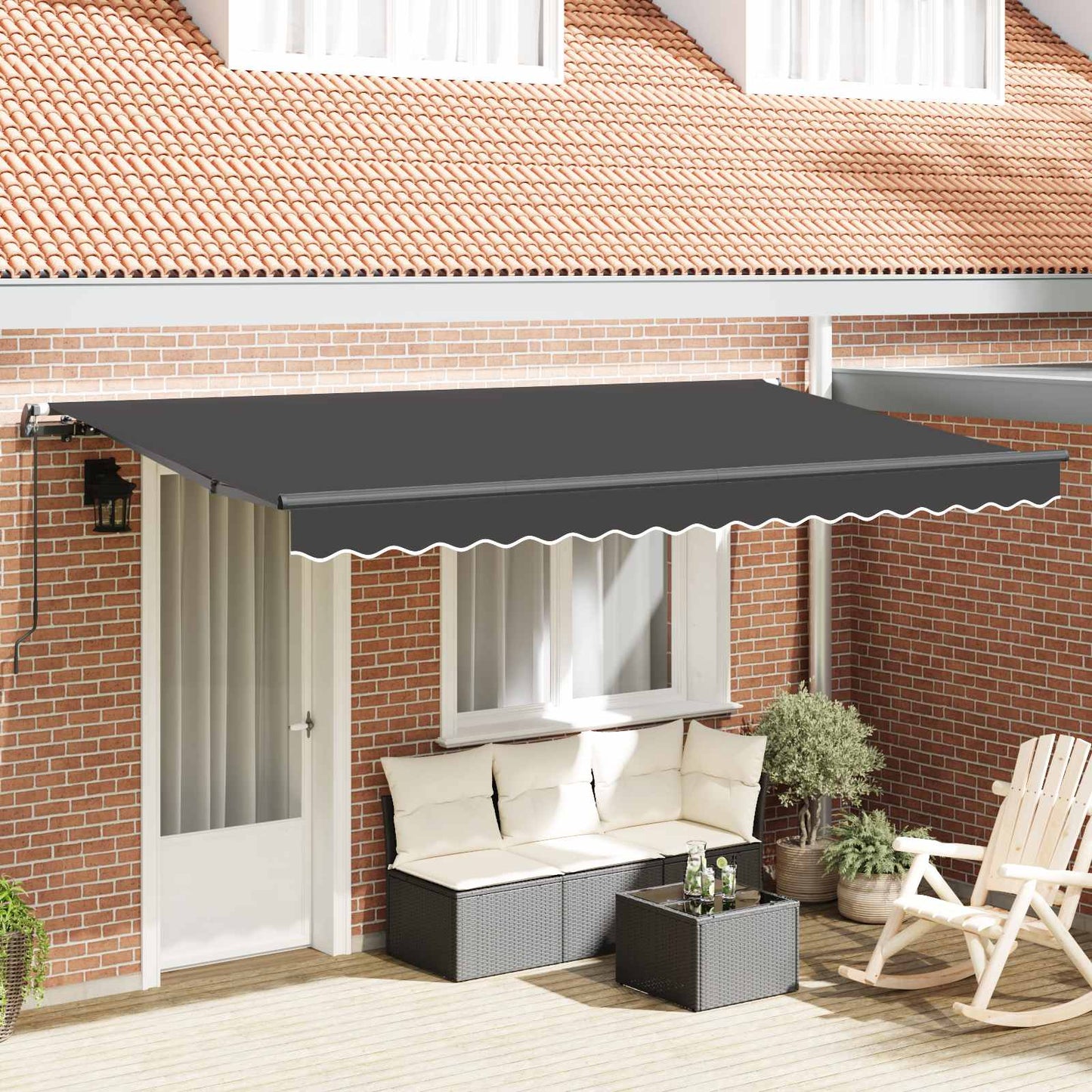 vidaXL Retractable Awning Anthracite 350 x 200 cm Fabric
