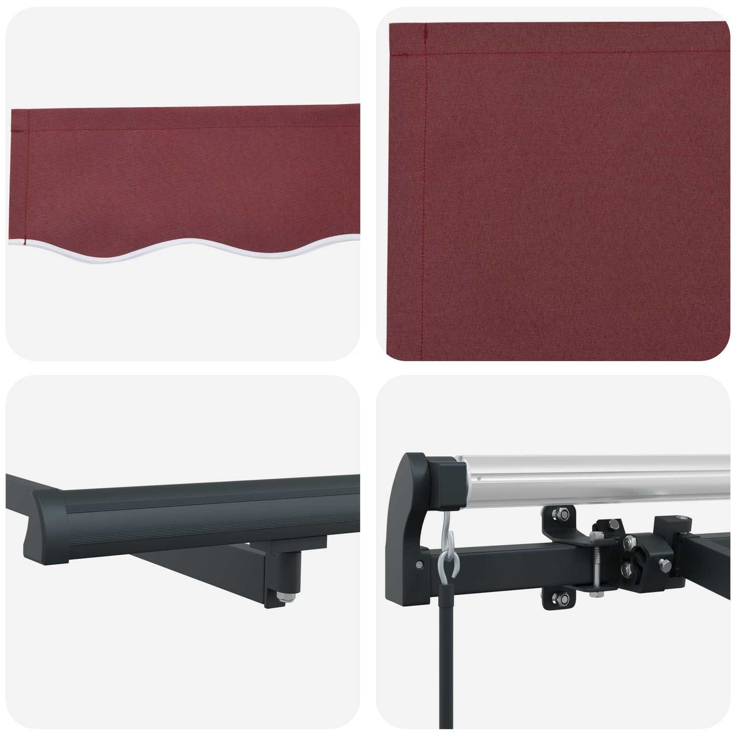 vidaXL Retractable Awning Burgundy 350 x 200 cm Fabric