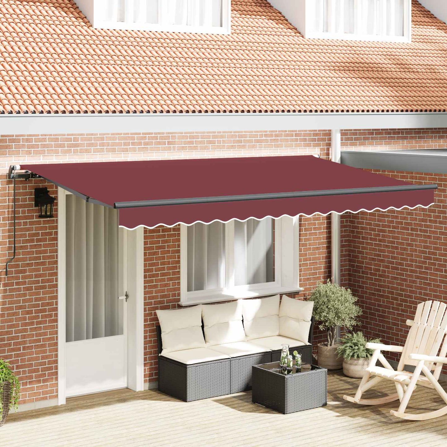 vidaXL Retractable Awning Burgundy 350 x 200 cm Fabric