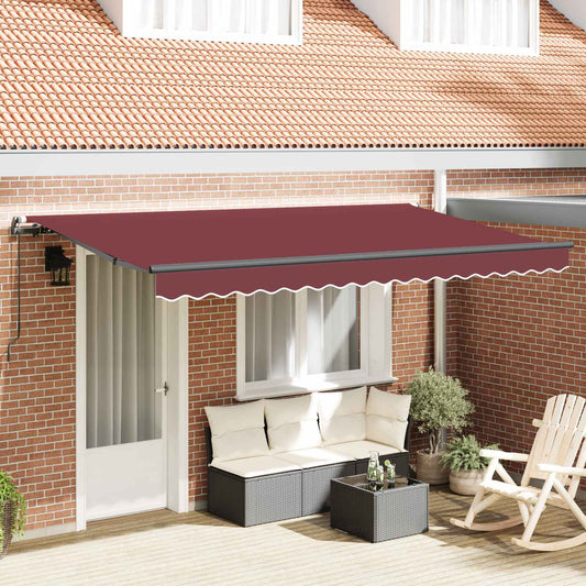 vidaXL Retractable Awning Burgundy 350 x 200 cm Fabric