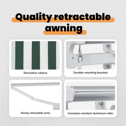 vidaXL Retractable Awning Green 350 x 200 cm Fabric