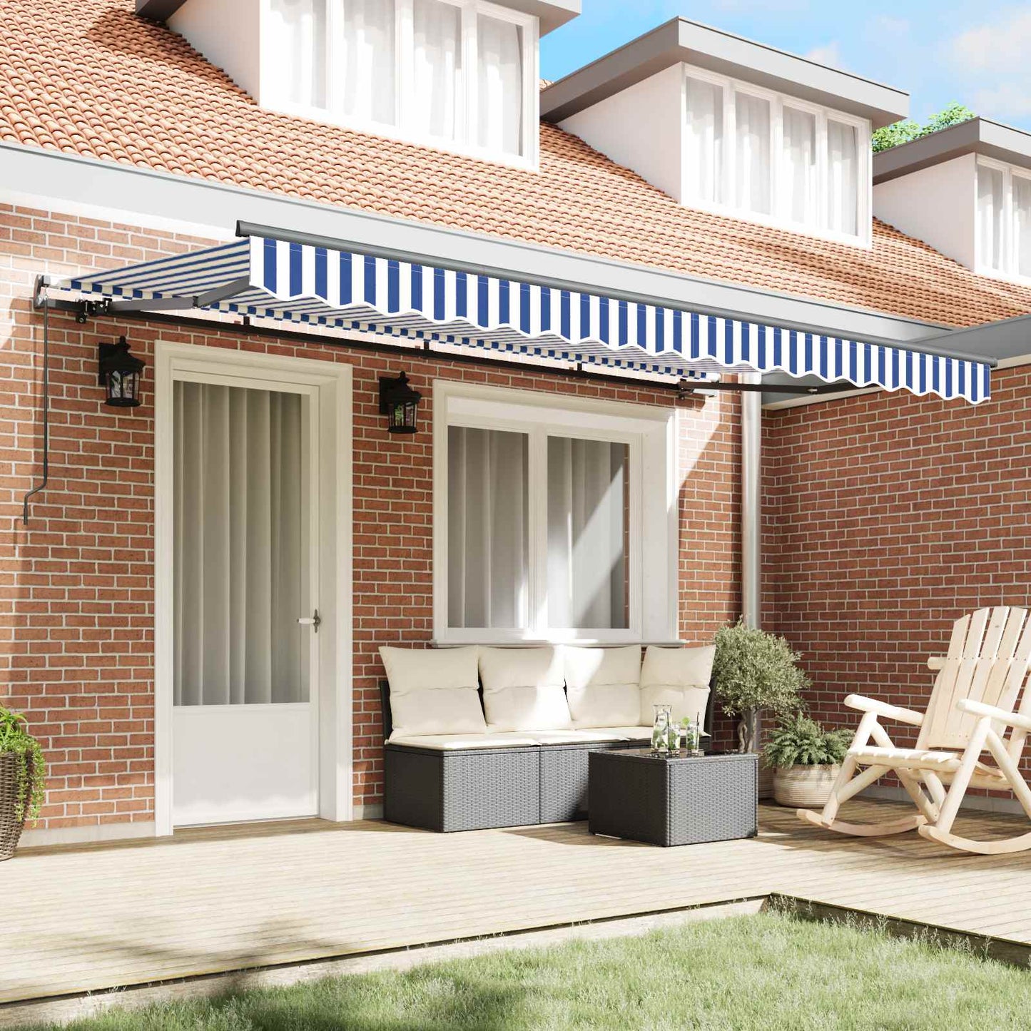 vidaXL Retractable Awning Manual Blue 400 x 200 cm Fabric