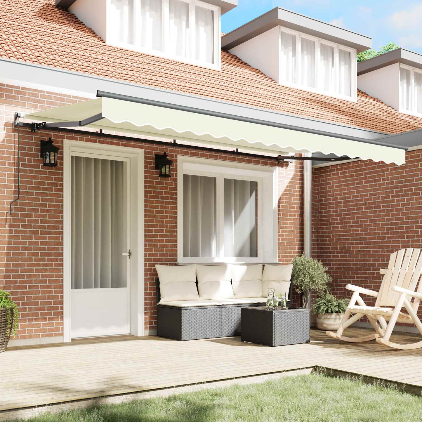 vidaXL Retractable Awning Cream 400 x 200 cm Fabric