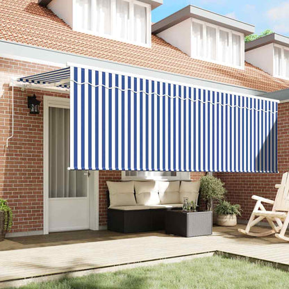 vidaXL Retractable Awning Manual Blue and White 400 x 200 cm