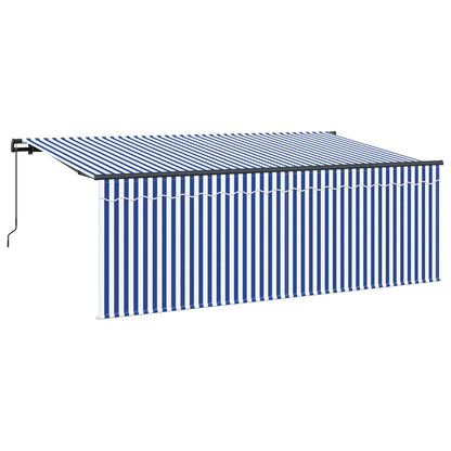 vidaXL Retractable Awning Manual Blue and White 400 x 200 cm