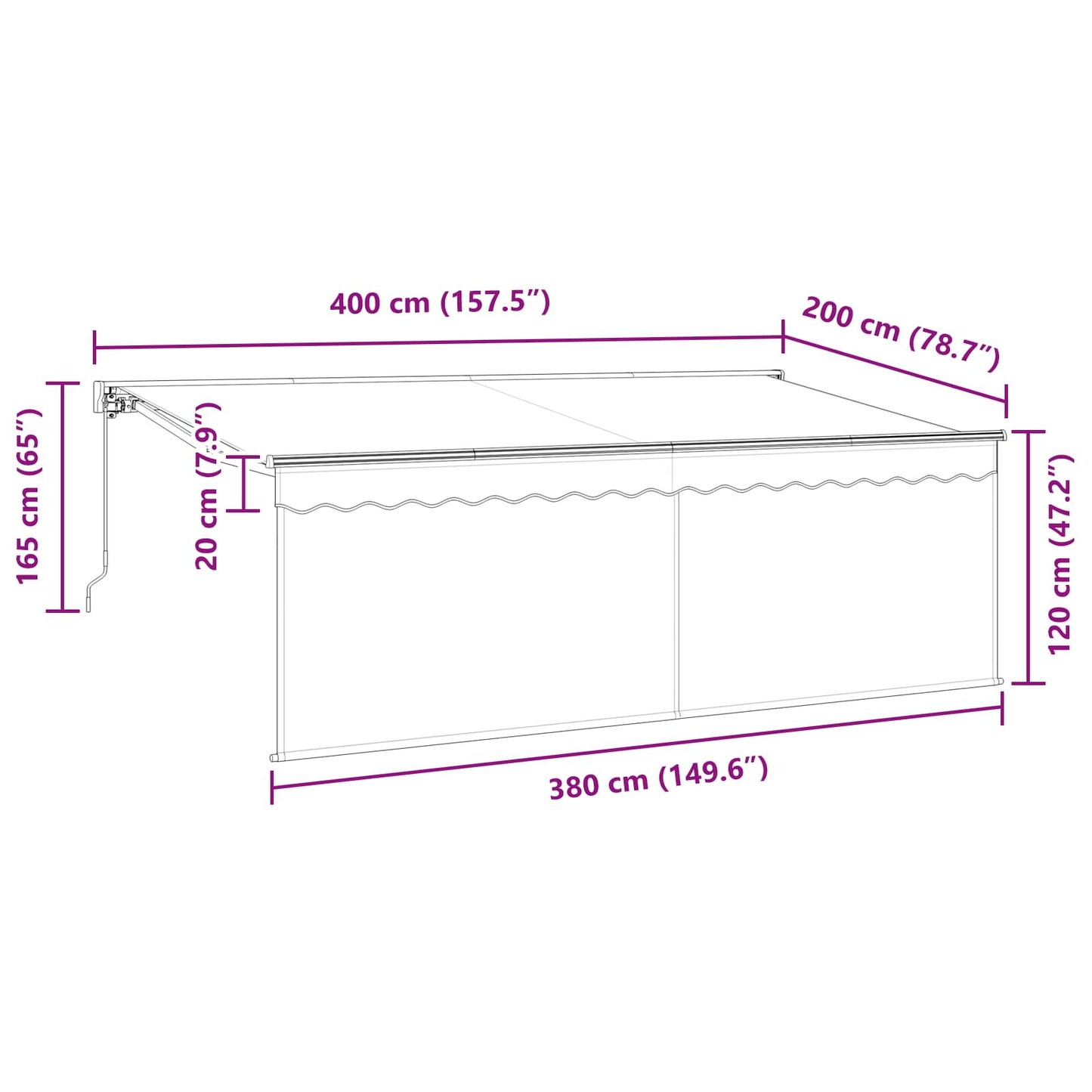 vidaXL Retractable Awning Anthracite 400 x 200 cm