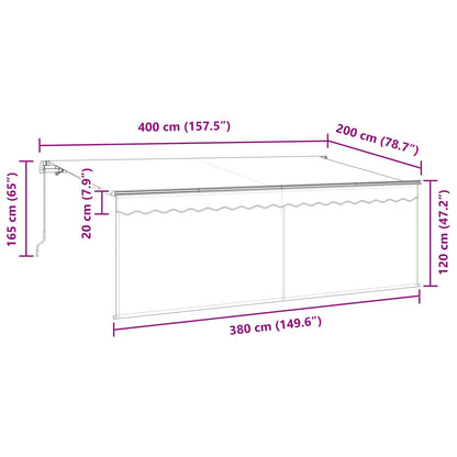 vidaXL Retractable Awning Retractable Manual Anthracite 400 x 200 cm