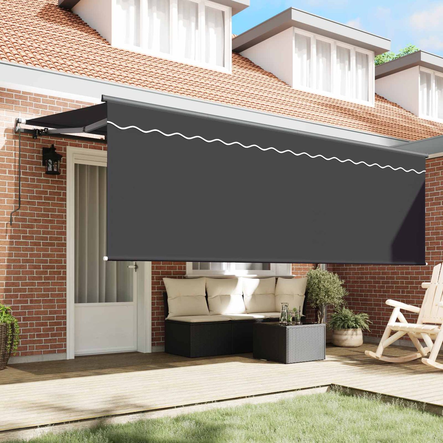 vidaXL Retractable Awning Retractable Manual Anthracite 400 x 200 cm