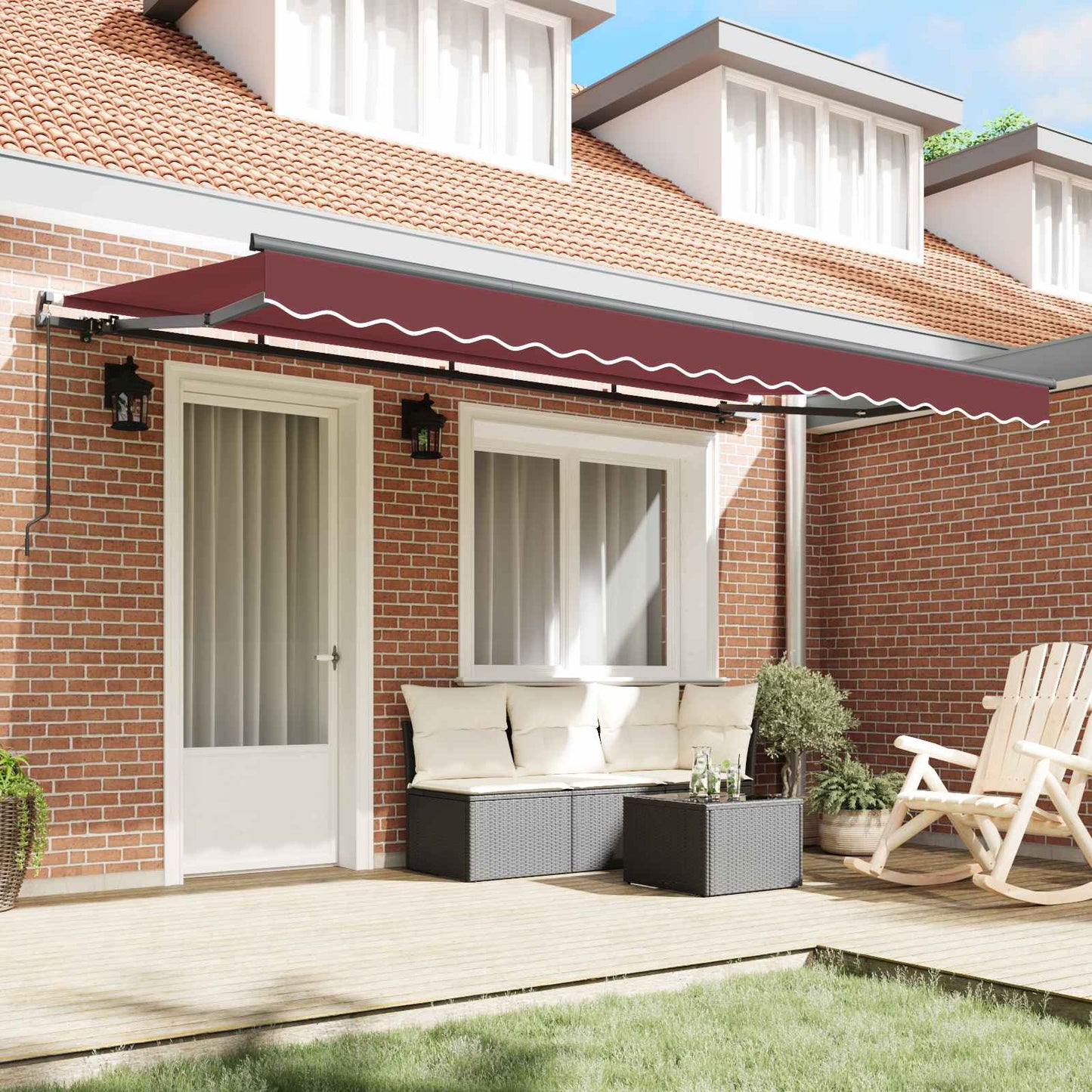vidaXL Retractable Awning Burgundy 400 x 200 cm Fabric