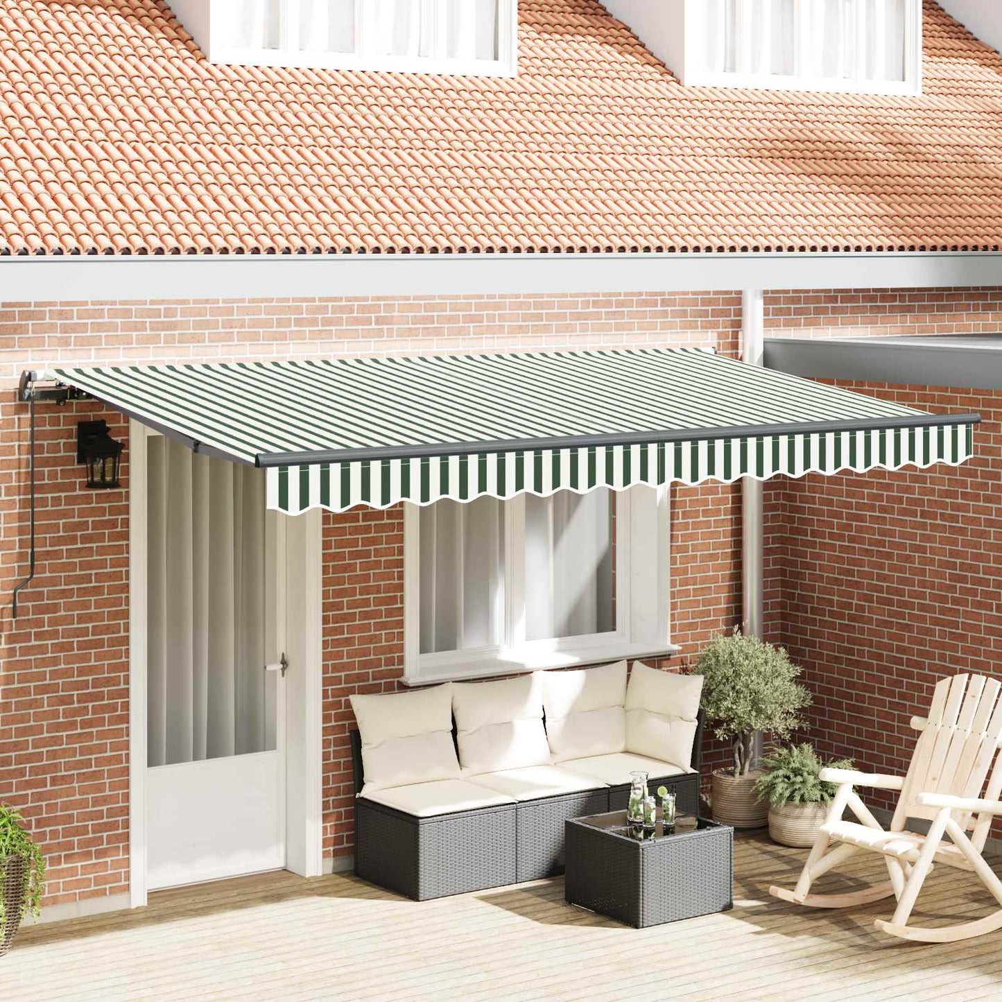 vidaXL Retractable Awning Green 400 x 200 cm Fabric