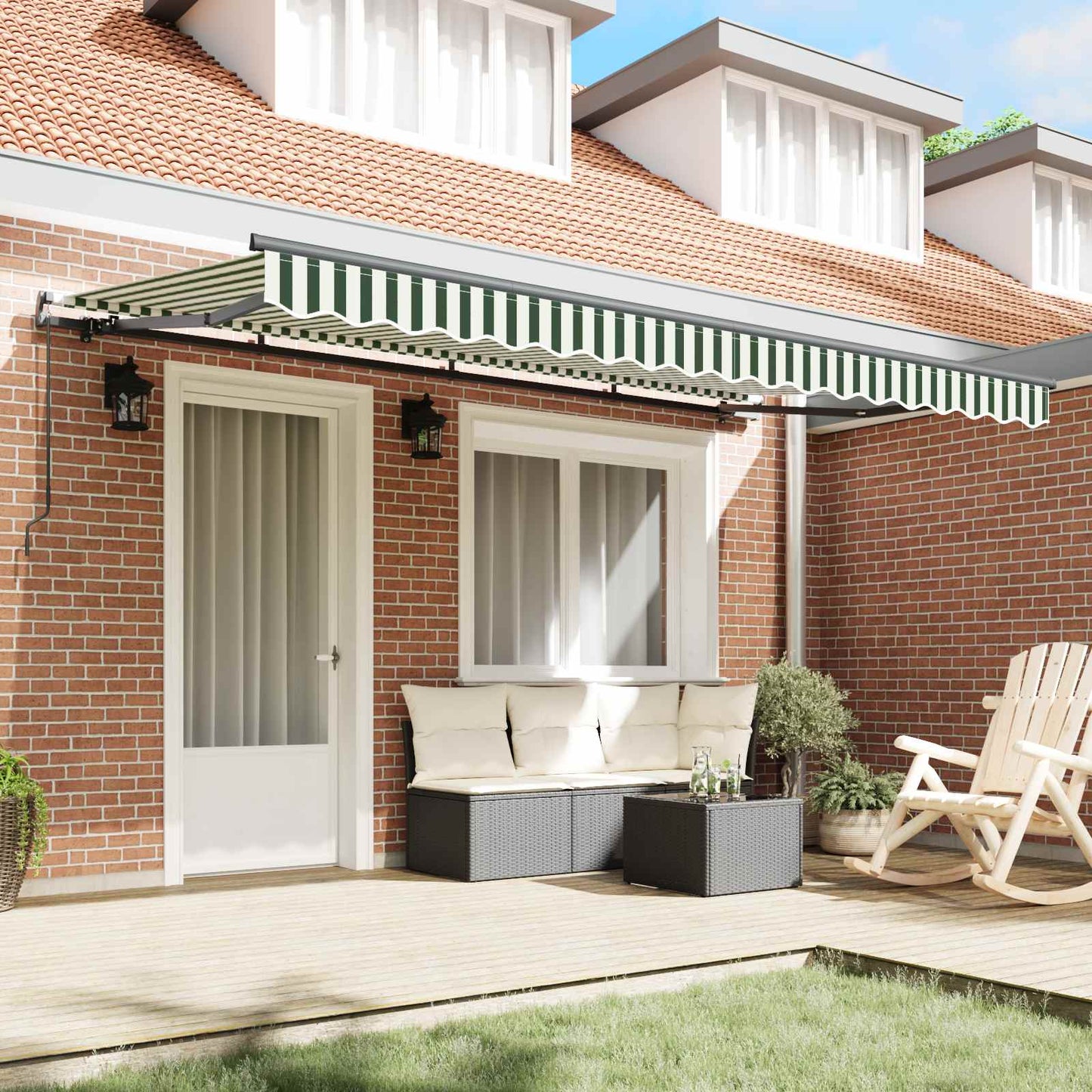 vidaXL Retractable Awning Green 400 x 200 cm Fabric