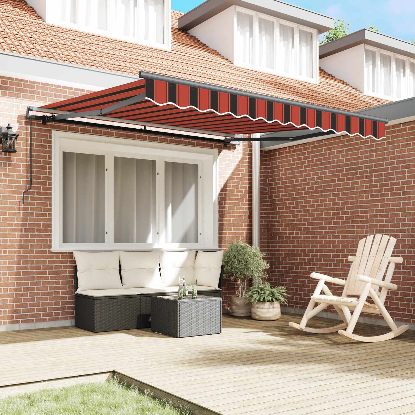 vidaXL Retractable Awning Orange and brown 300 x 250 cm