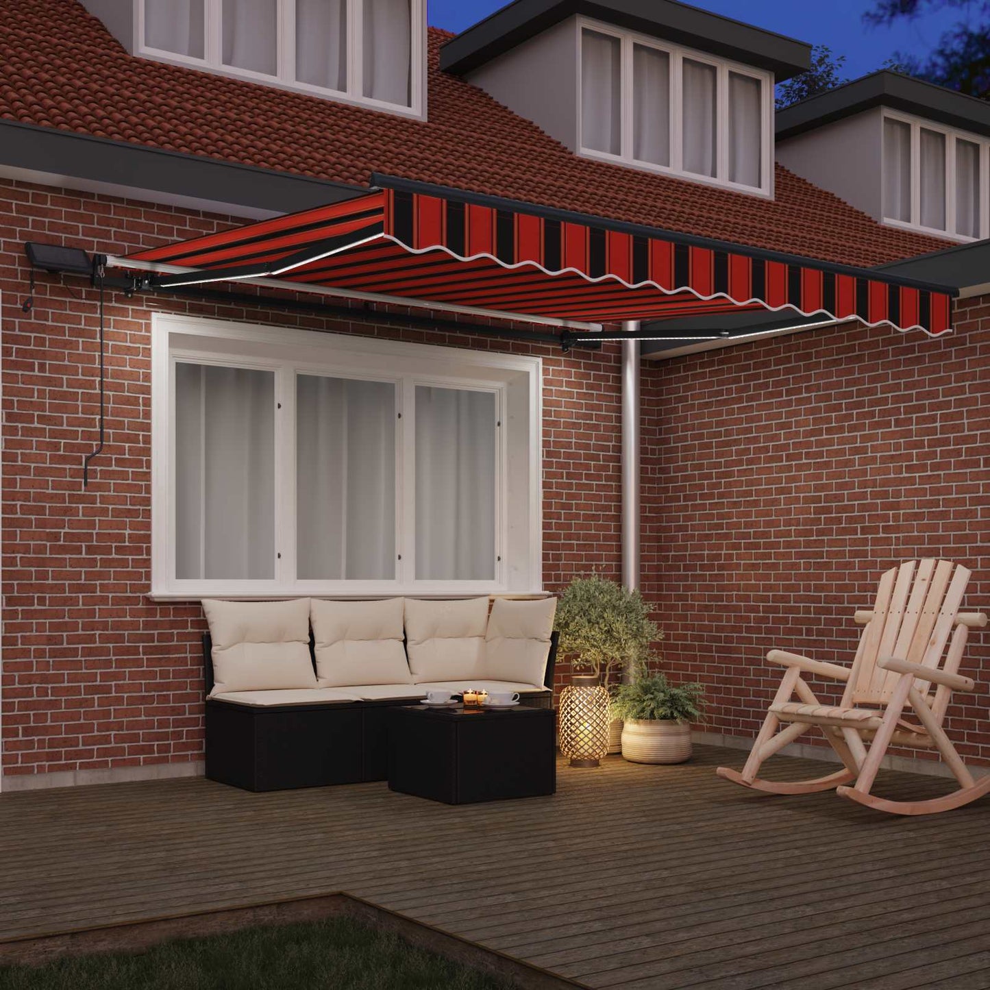vidaXL Retractable Awning Orange and brown 300 x 250 cm