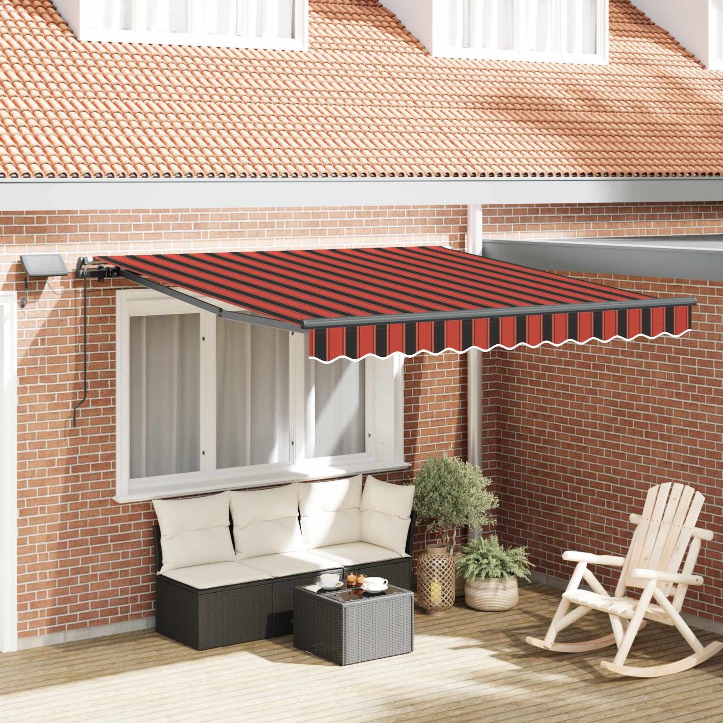 vidaXL Retractable Awning Orange and brown 300 x 250 cm