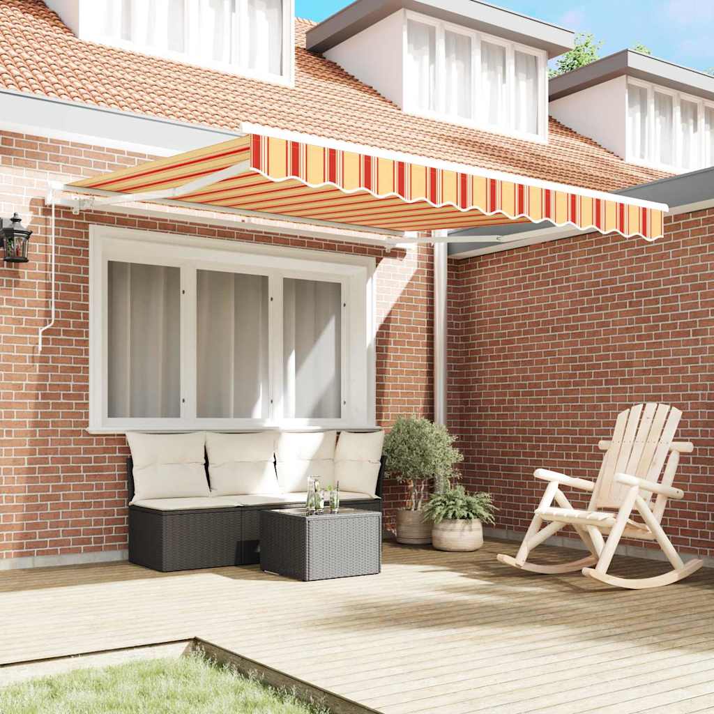 vidaXL Retractable Awning Retractable Yellow and Orange 300 x 250 cm