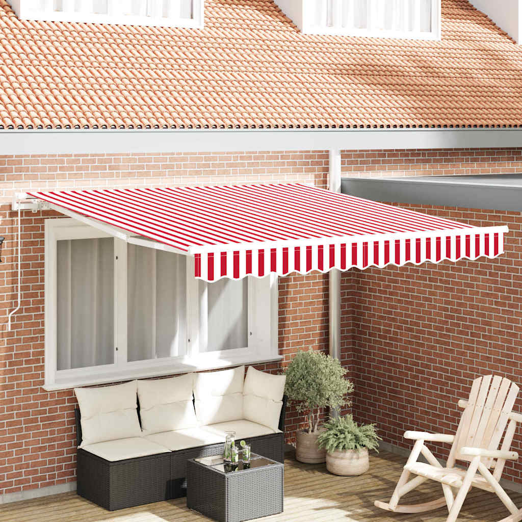 vidaXL Retractable Awning Red and White 300 x 250 cm