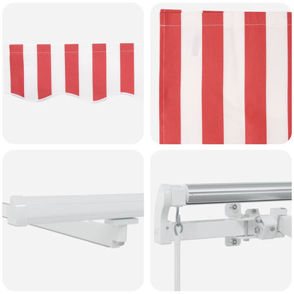 vidaXL Retractable Awning Red and White 300 x 250 cm