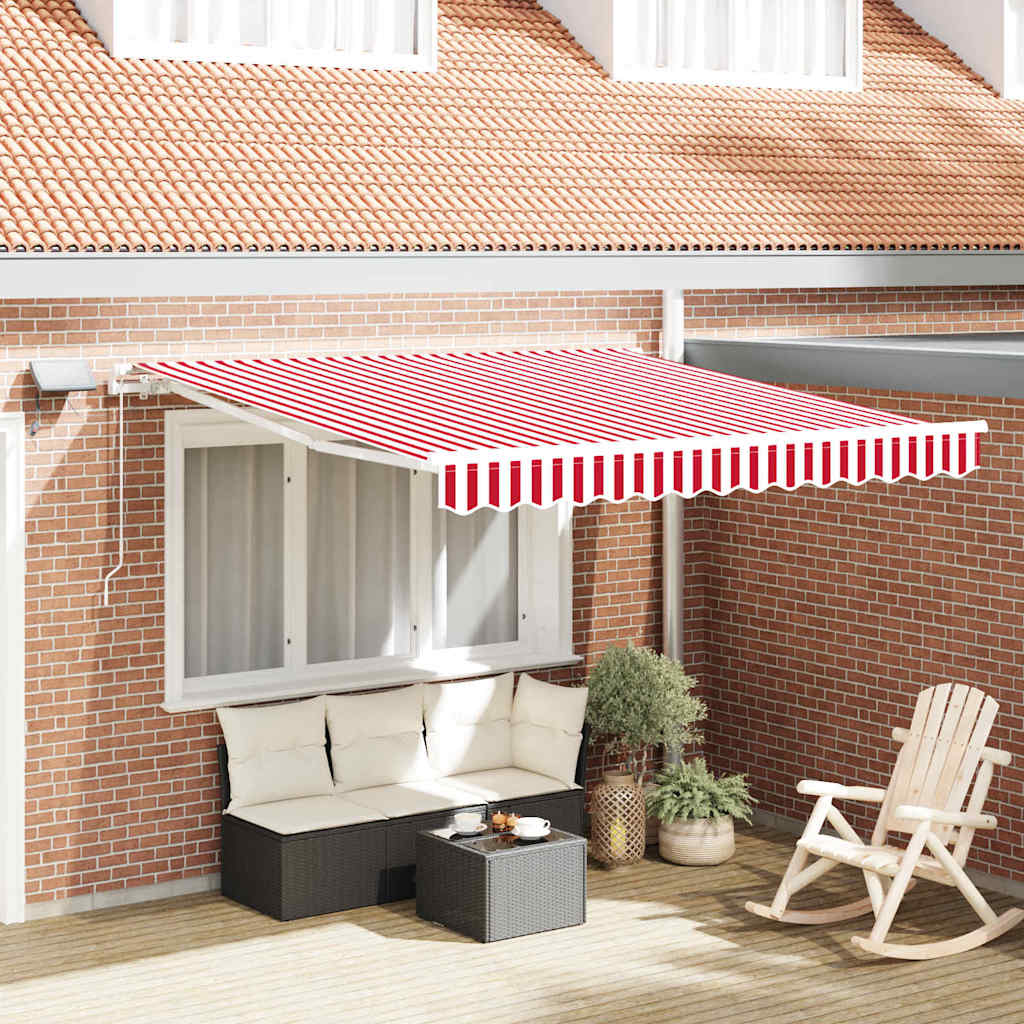 vidaXL Retractable Awning Red and White 300 x 250 cm