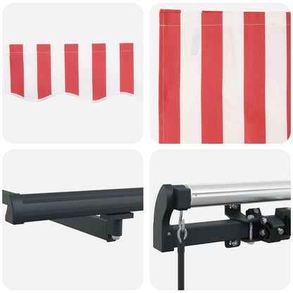 vidaXL Retractable Awning Red and White 300 x 250 cm