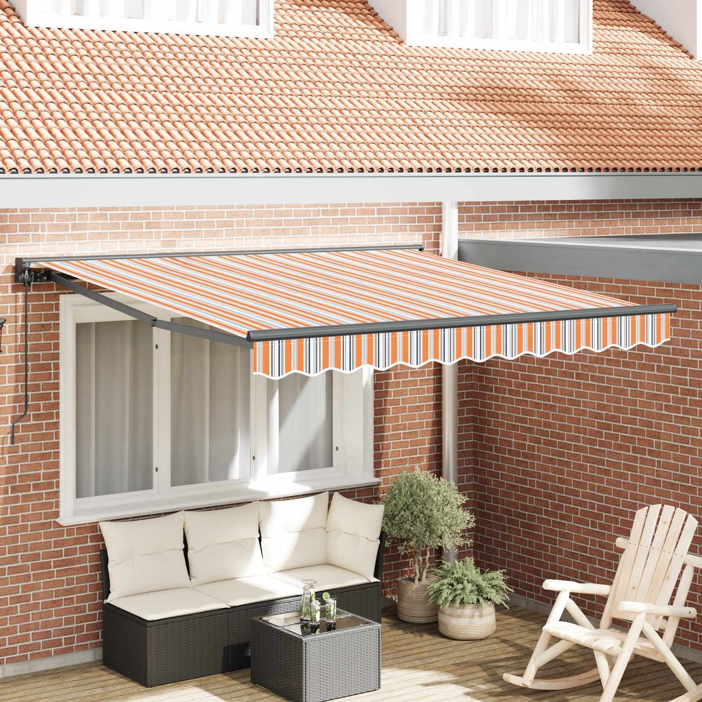 vidaXL Awning Frame Blue and Orange 300 x 250 cm