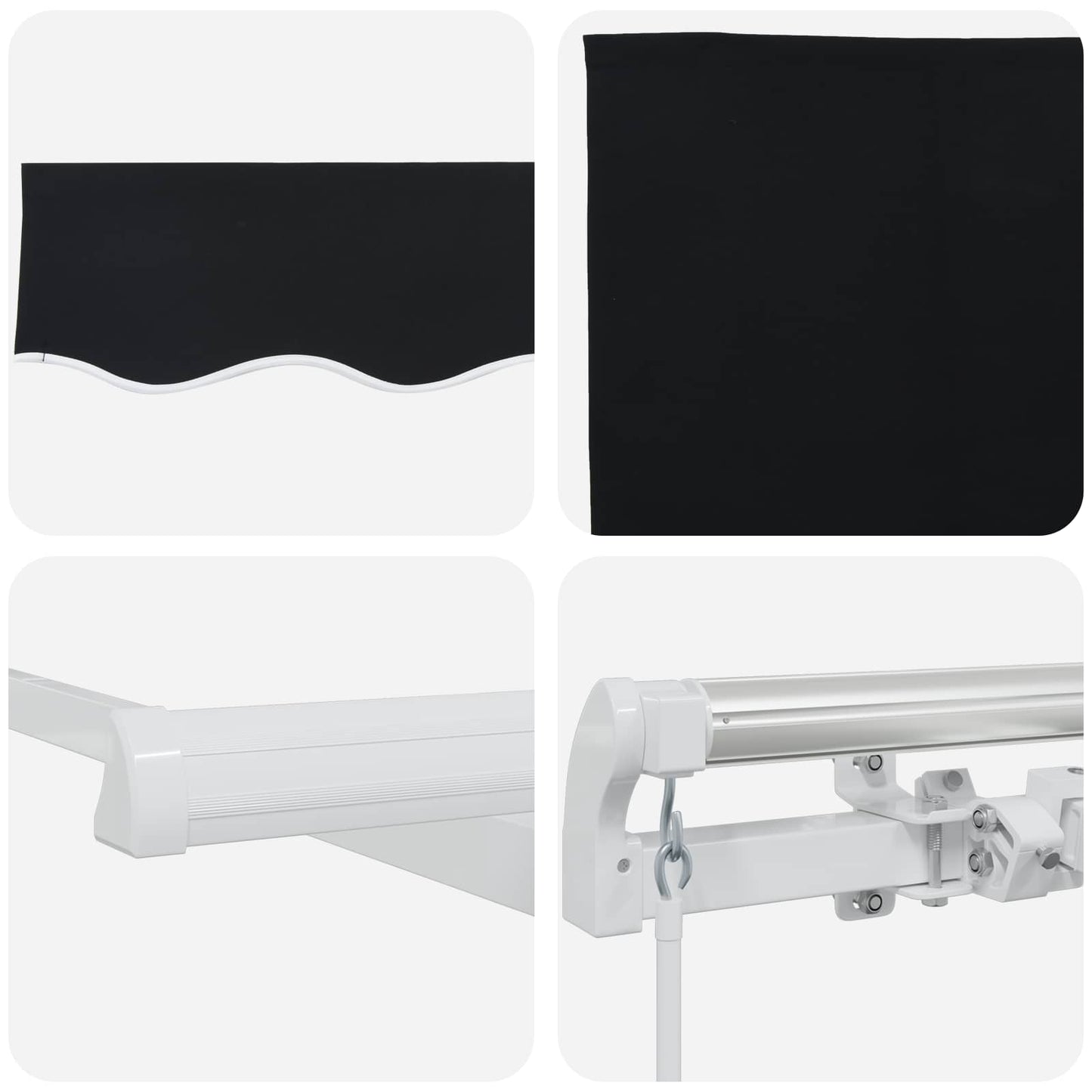 vidaXL Awning Retractable Manual Black 300 x 250 x 165 cm Polyester