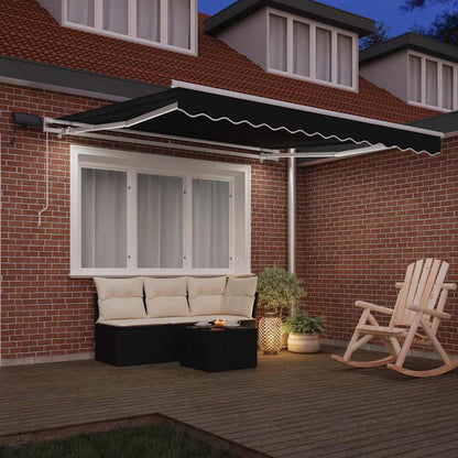 vidaXL Retractable Awning Black 300 x 250 cm Fabric and Aluminium