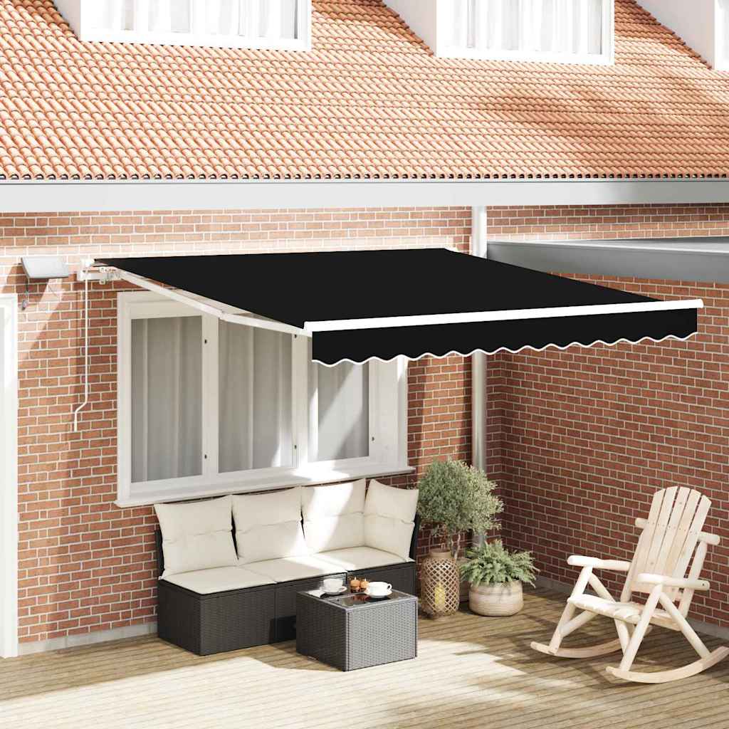 vidaXL Retractable Awning Black 300 x 250 cm Fabric and Aluminium