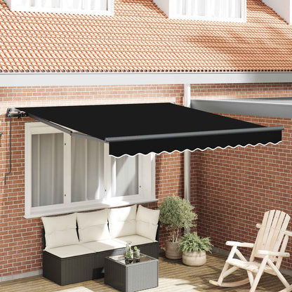 vidaXL Retractable Awning Black 300 x 250 cm Polyester and Aluminium