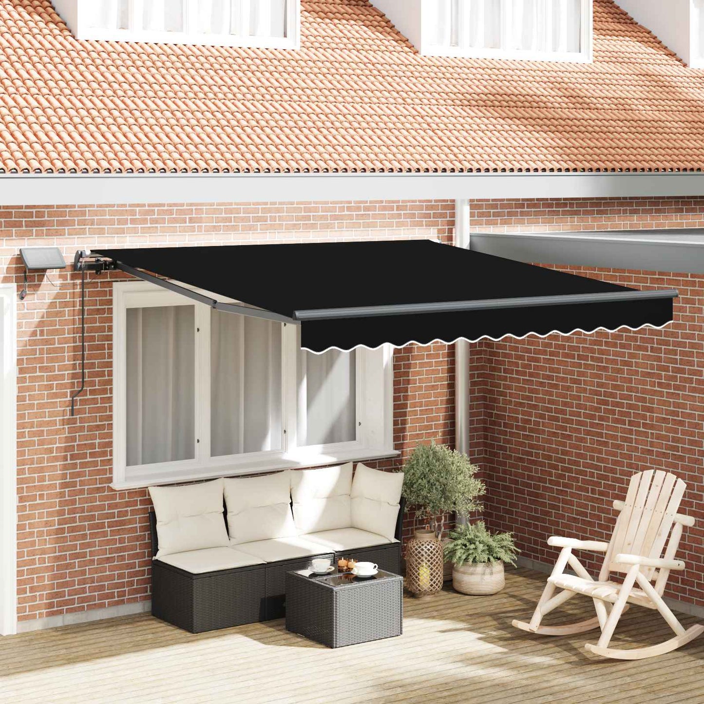 vidaXL Retractable Awning Black 300 x 250 cm Fabric and Aluminium