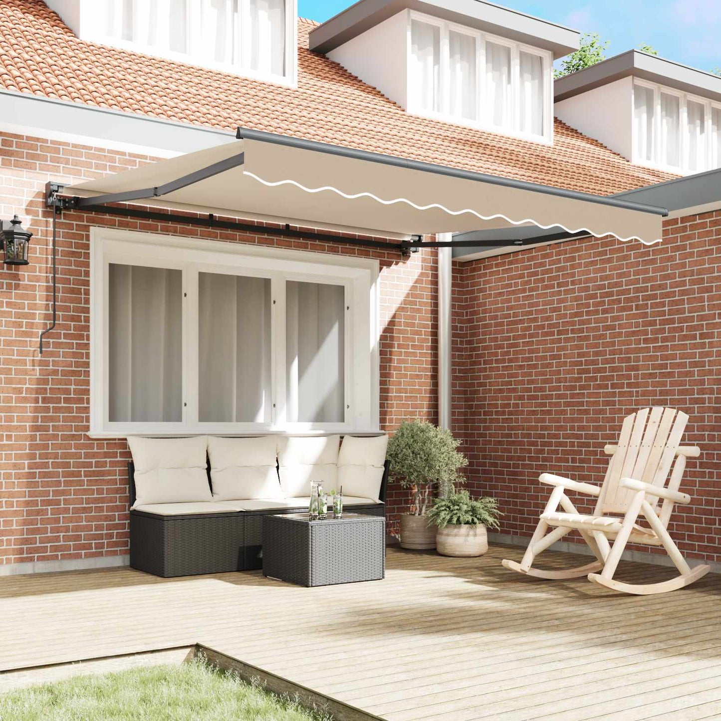 vidaXL Awning Frame Beige 300 x 250 cm Polyester with PU coating