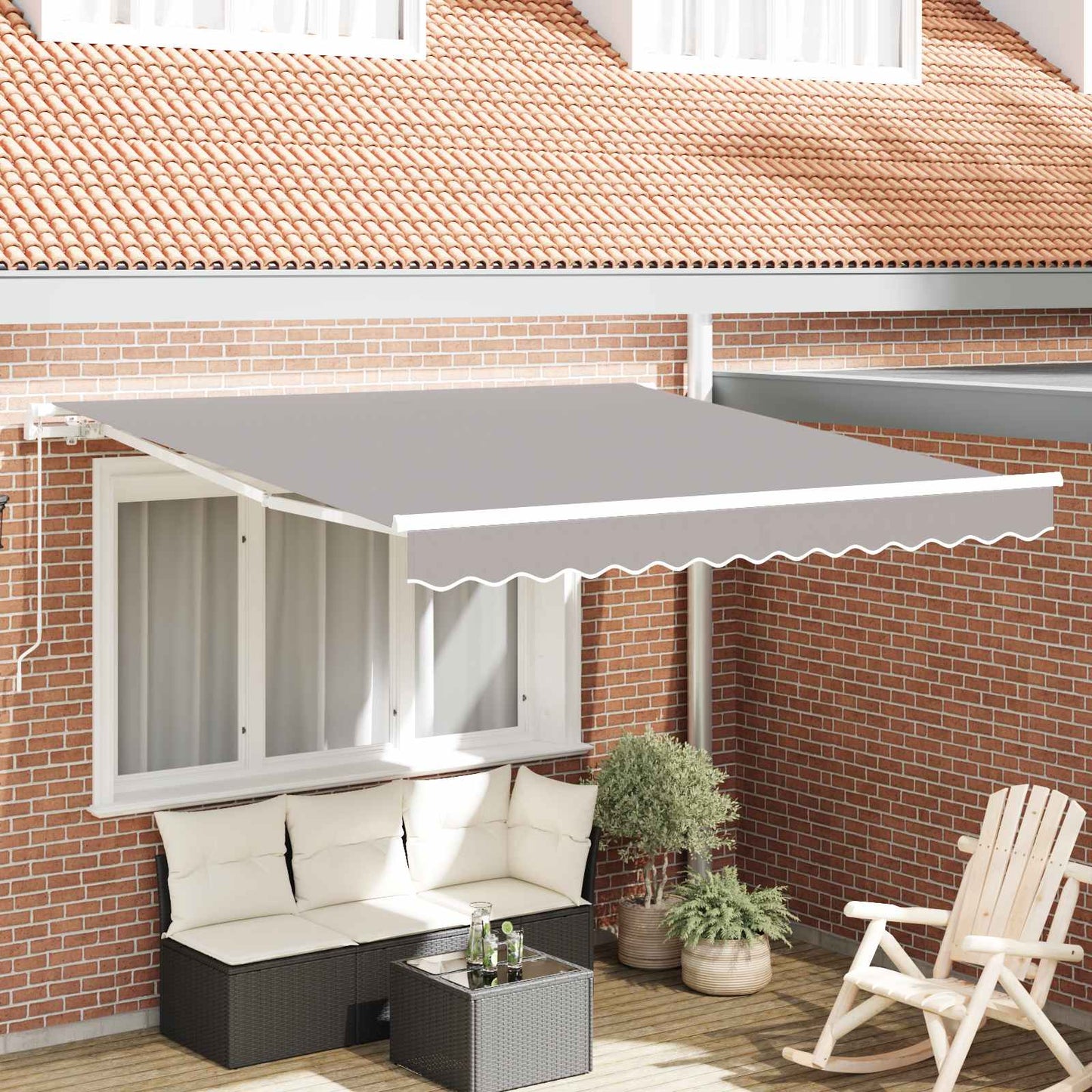 vidaXL Retractable Awning Light Grey 300 x 250 x 165 cm