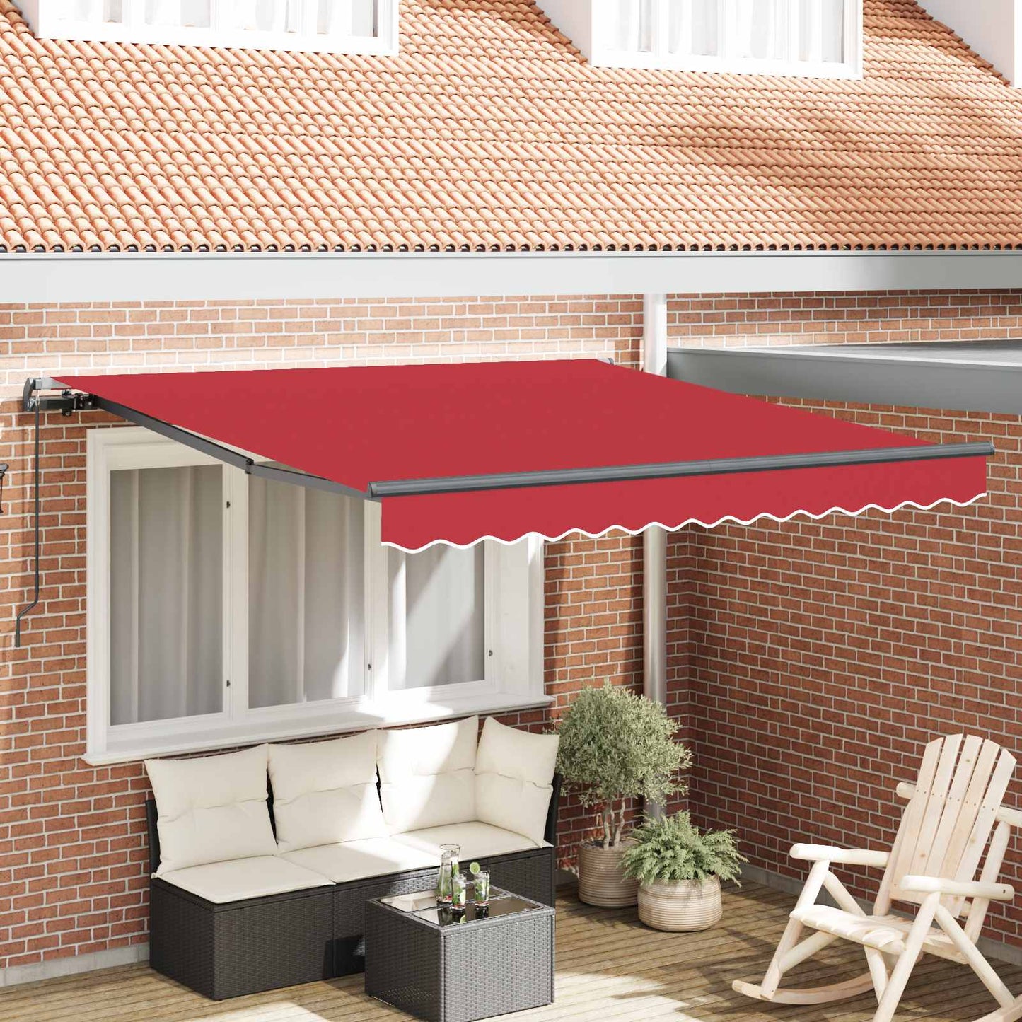 vidaXL Retractable Awning Red 300 x 250 cm Polyester and Aluminium