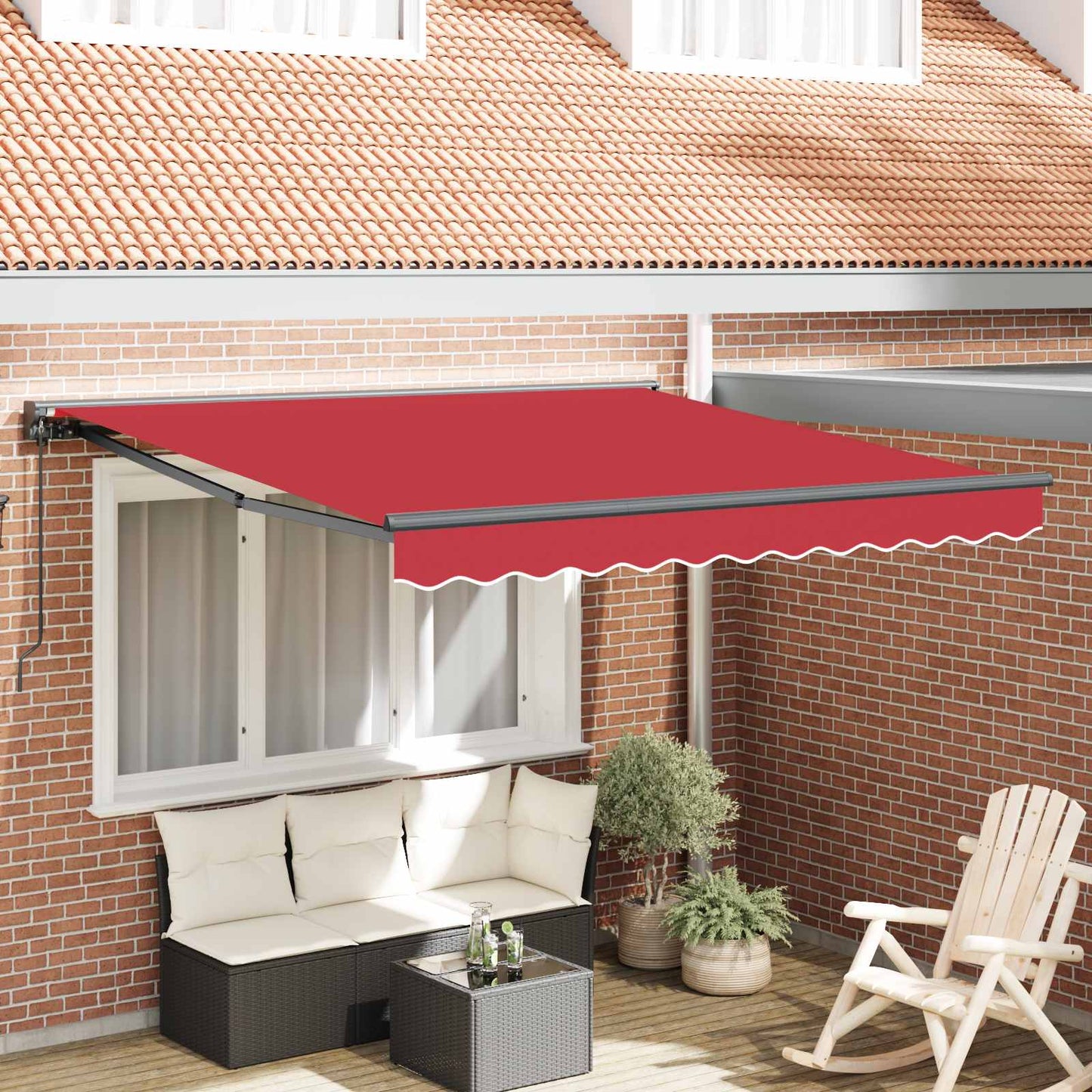 vidaXL Awning Frame Red 300 x 250 cm Polyester with PU coating